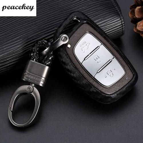 Carbon Fiber Silicone Key Case Key Cover key holder For Hyundai solaris 2017 Tucson Creta ix25 ix35 i20 i30 HB20 Elantra Verna