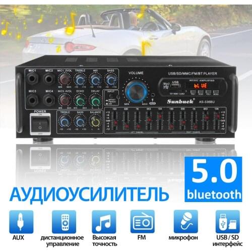 2000W bluetooth Stereo Amplifier Surround Sound USB SD AMP FM DVD AUX LCD Display Home Cinema Karaoke Remote Control 336BU
