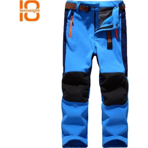 TENNEIGHT Youth Children Winter Fleece Softshell Hiking pants Boy Girl Outdoor Waterproof Camping Trekking Skiing Thousers