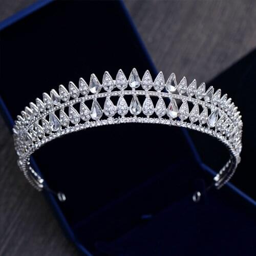 Luxury Baroque Bridal Crystal Tiaras Crowns Princess Queen Pageant Prom Rhinestone Veil Tiara Headbands Wedding Hair Accessories