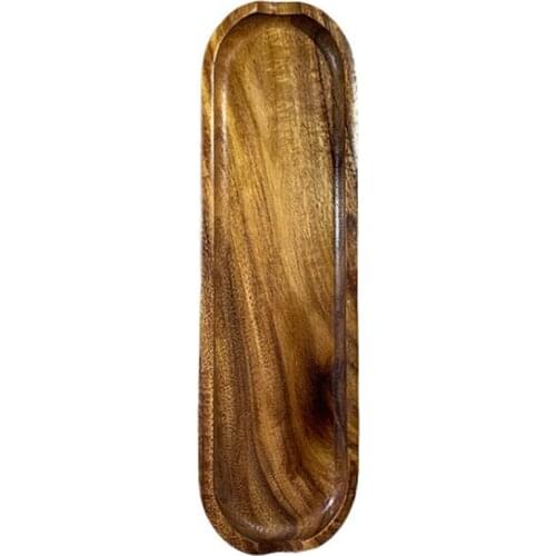 Teak Rectangular Wooden Plate Small Leaf Acacia Fruit Plate Snack Plate Wooden Tray Sushi Plate Spoon Shelf