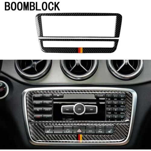 Carbon Fiber CD Air Conditioner Control Panel car Sticker cover Auto For Mercedes W169 W245 W117 W156 A Class B Class CLA GLA