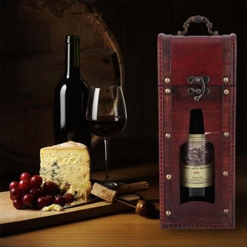 Vintage Single Red Wine Storage Box Portable High-Quality Platane Wood Red Wine Carrier Gift Wooden Wine Bags for Festival Gift