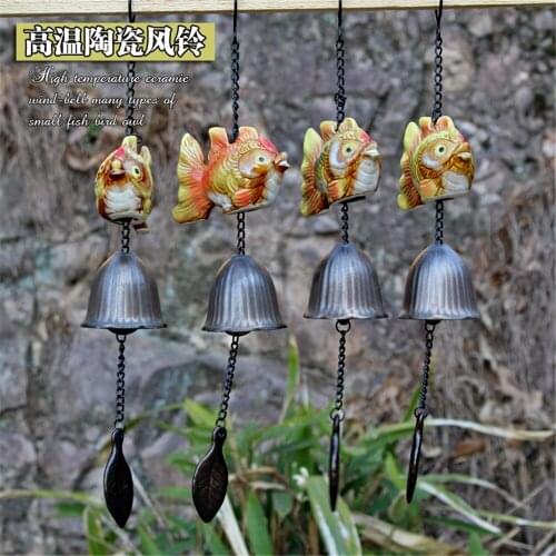 Japan Style Cartoon Ceramic Fish Hanging Wind Chimes Crafts Living Room Wall Decoration Ornaments Home Decor Accessories