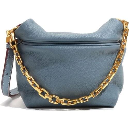 Chain Design Lemon Yellow Cloud Bag 100% Soft Cowhide Leather Women Shoulder Bag Small 22cm Crossbody Bag Dropshipping