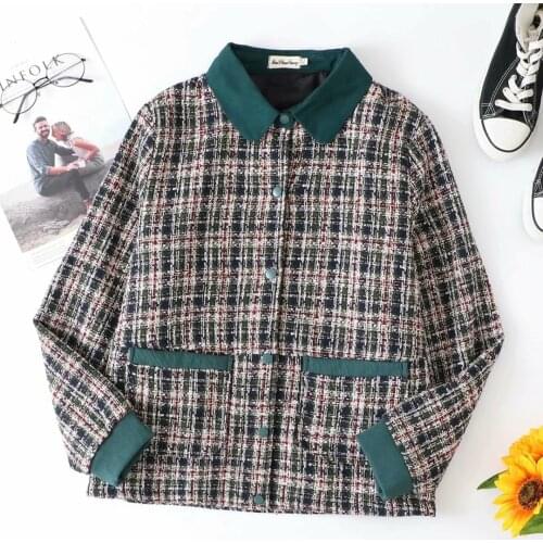 Plus size patchwork Turn-down Collar women loose knitted cotton jackets 2021 new spring autumn casual ladies Cardigan top female