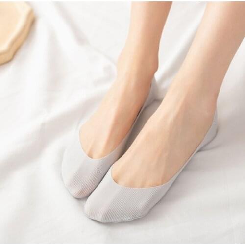 1 Pair Cotton Sock Slippers Women High Elastic Invisible Hosiery Low Cut Sweat Absorbing Girls Breathable Summer Thin Solid Sox
