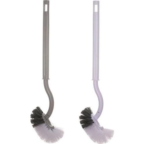 1Pc Toilet Brush Dead Corner Cleaning Double Side Curved Plastic Brush Toilet Bathroom Long Handle Cleaning Brush