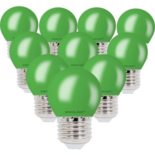 10pcs Green LED Bulb E27 B22 1W 120V 240V G45 Color RGB LED Lamp Holiday Christmas Party Decor Global Light For Home Lighting