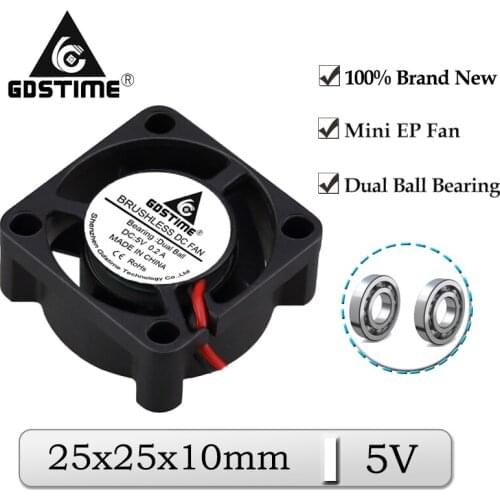 20Pcs/Lot Gdstime DC 5V 25mmx10mm 25mm Dual Ball Axial Micro-Mini Fan Cooler 2510 2cm Brushless Exhaust Radiator Cooling Fan