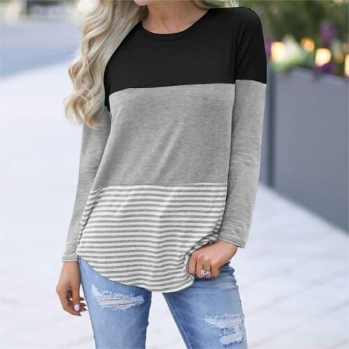 2020 new European and American hot style lace stripe stitching long-sleeved breastfeeding top T-shirt