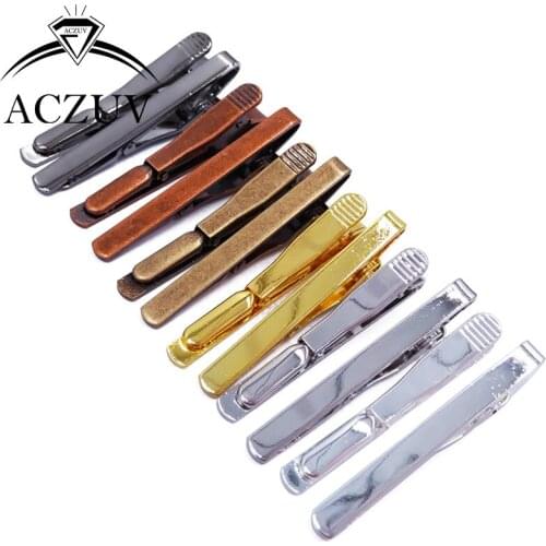 50Pcs 5x55mm Silver Rose Gold Gunmetal Black Antique Bronze Copper Tie Clips Findings Tie Clip Accessories Sets