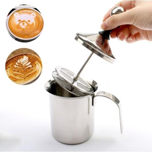 500ml Double Mesh Milk Creamer Stainless Steel Milk Frother for Cappuccino Milk Jugs Egg Beater Kitchen Coffee Accessories
