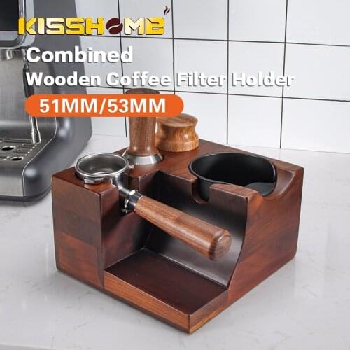 51mm/53mm Walnut Wood Coffee Filter Holder Espresso Distributor Tamper Mat Stand Coffee Maker Coffee Accessories Barista Gift
