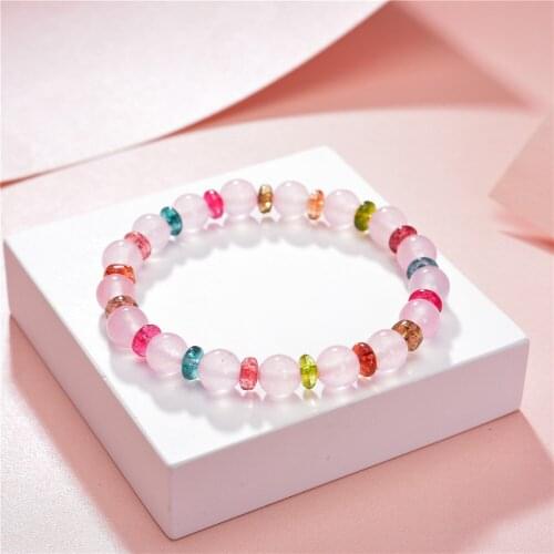 6style New Natural Stone Jades Round Beads Jewelry Bracelet Exquisite Chain for Women Bohemia Cute/Romantic Gift 7.5inch Y818