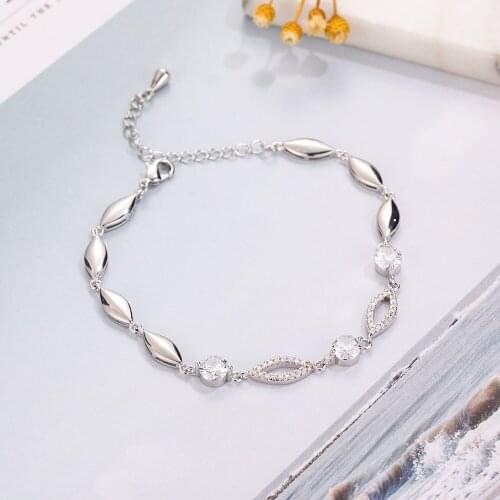 Authentic 925 Sterling Silver Jewelry Simulated Diamond Drop Charm Bracelet For Women Fashion Bangle girl gift