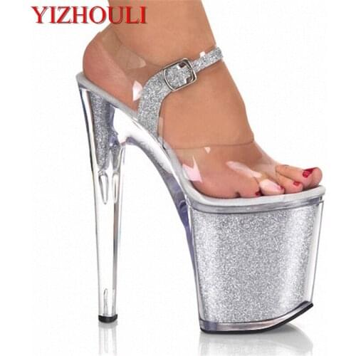 Shiny Rhinestones 20CM Super Sexy High-Heeled Platform party Pole Dance Performance 8 inch Crystal Wedding Shoes