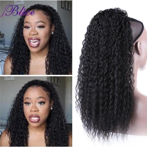 Blice Synthetic Afro Kinky Curly Hair Ponytail 18" Drawstring Ponytail Extensions Hairpieces With Two Plastic Combs