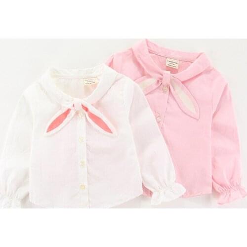Blouses for Girl Spring Autumn Clothing Toddler Rabbit Girls White Shirt Long Sleeve Cotton Children Tops Blouse Kid Clothes