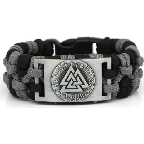 Handmade Viking Paracord Rune Valknut Bracelet Nordic Jewelry With Gift bag