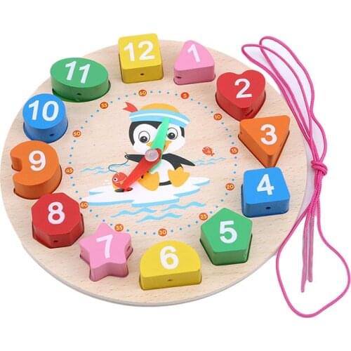 Creative New Cartoon Animal Educational Wooden Beaded Digital Clock Puzzles Funny Gadgets Novelty Interesting Toys Birthday Gift