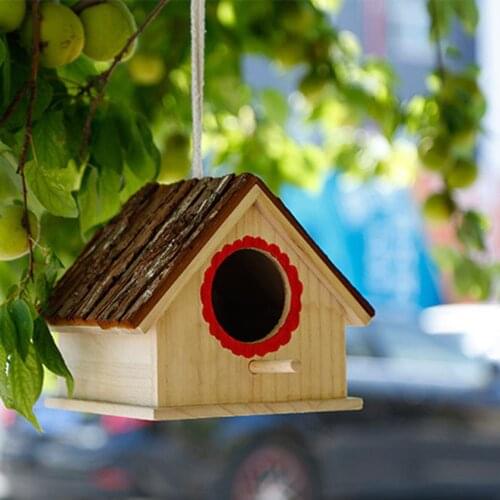 Wooden Bird Cage Houses Nest Natural Outdoors Hanging Garden Decorative