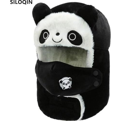 Childrens earmuffs hat with breathing valve NEW warm winter velvet Bomber hats for children boys girls cartoon cute ski cap