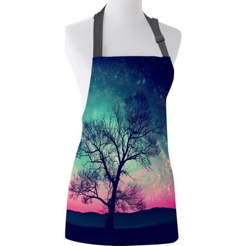 Starry Sky Tree Fantasy Magic Print Apron Print Unisex Kitchen Bib with Adjustable Neck for Cooking Gardening