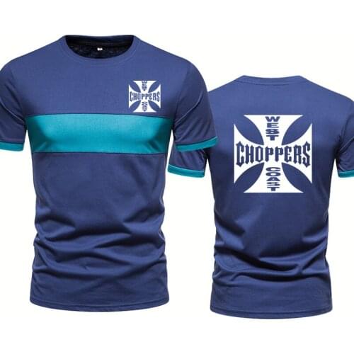 New Fashion Harajuku Mens T-shirt West Coast Choppers Printed Summer O-Neck Casual Cotton Splicing Mens short sleeve