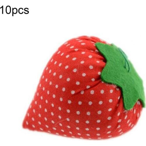 10Pcs/Set Pincushion Strawberry Shape Reusable Safe to Use Soft Fabric Needles Pins Cushion for Needle