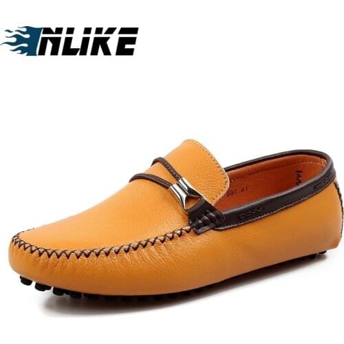INLIKE Luxury Brand Natural Leather Boat Shoes Mens Top Sider Driving Shoes British Style Handmade Casual Moccasins Flats