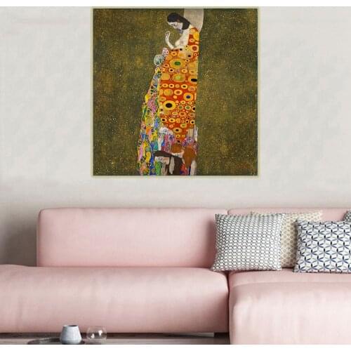Citon Gustav Klimt《Hope II》Canvas Art Painting Famous Artwork Poster Picture Wall Decor Home Interior Living room Decoration