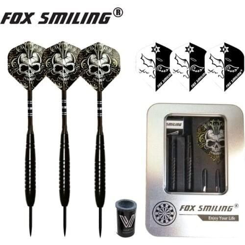 Fox Smiling 3pcs 20/23g Steel Tip Darts With Iron Case Box Package With Stone Sharpener