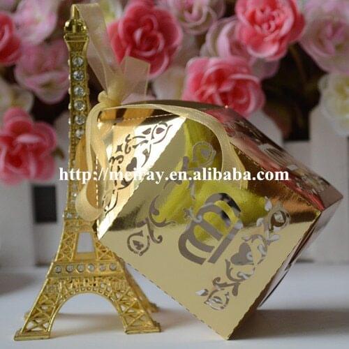 Lovely metallic gold baby favor box birthday favors box wedding souvenirs