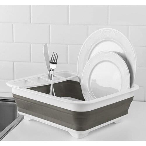 Multifunctional Telescopic Sink Folding Vegetable Basket Kitchen Dish Drain Storage Rack Antiskid Sundry Storage Rack Dish Rack