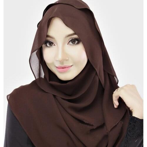 Fashion Plain Bubble Chiffon Scarf Womens Hijab Wrap Solid ColorShawls Headband Muslim HijabsTurbanet Headscarf 81 colors