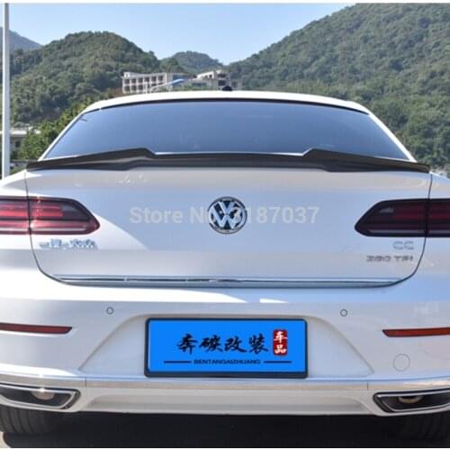 For Volkswagen New CC Spoiler 2018-2019 Carbon Plastic Unpainted Color Rear Roof Spoiler Wing Trunk Lip Boot Cover Car Styling