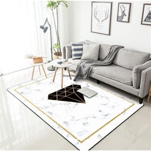 New style 200*300cm modern fashion Nordic style white marble powder black gold diamond bedroom living room floor mat carpet