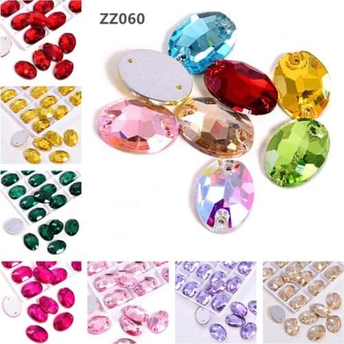 Oval drill crystal glass hand-sewn drill flat bottom rhinestone manicure shaped diamond DIY mobile phone accessories ZZ060