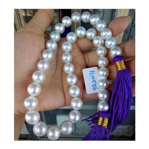 Free shipping >>>>noble jewelry gorgeous AAA12-15MM SOUTH SEA ROUND WHITE PEARL NECKLACE 14k