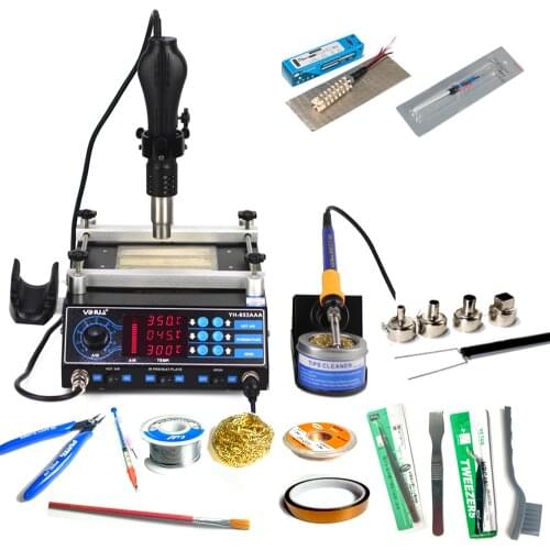 YIHUA 853AAA Soldering station 3 in 1 Bga Rework Station 650W SMD Hot Air Gun+ 60W Soldering Irons +500W Preheating Station
