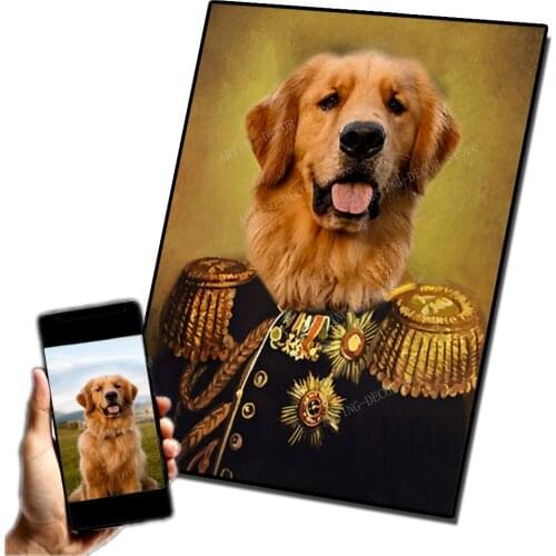 Custom Pet Portrait Paintings Print on Canvas General Dog Princess Cat Personal Pet Photos Customization Art Paintings Decor