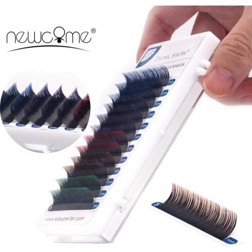 Newcome Ombre Mix Color 0.07/0.10 mm Thickness Eyelash Extension Individual False Eye Lashes Slik Eyelashes Professional Makeup