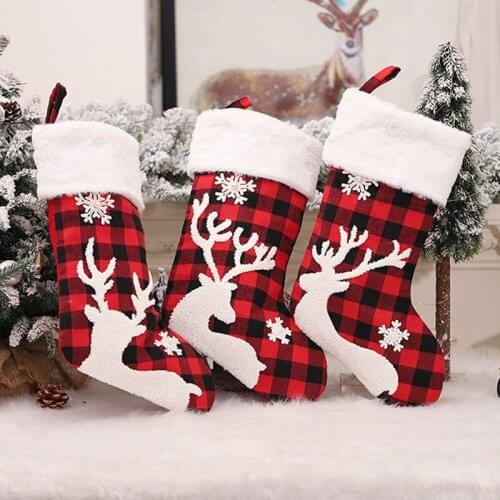 Christmas Stocking Elk Snow Socks Home Decor Kids Christmas Candy Gift Bags Christmas Tree Decoration Ornaments New Year 2022