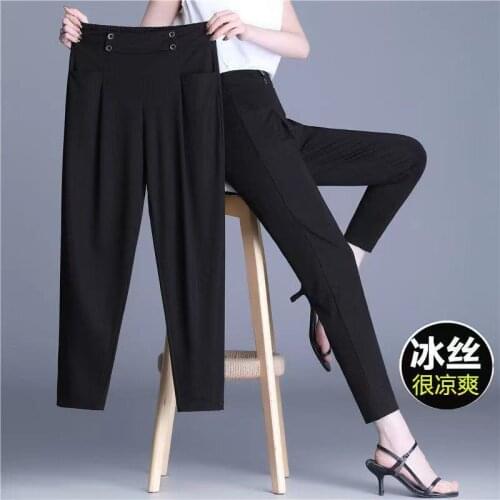 Fat mm extra large casual pants womens summer thin section loose 300 kg was thin and high waist wild ladies harem pants 2021