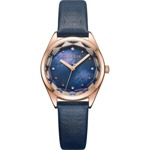 New Lady Womens Watch Japan Quartz Mother of Pearl Fine Hours Fashion Dress Leather Bracelet Girl Birthday Gift Julius