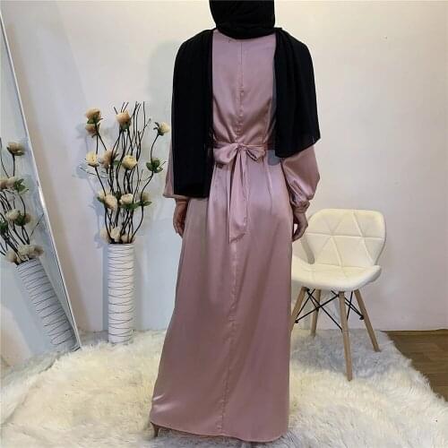 Eid Mubarek Abaya Dubai Turkey Satin Hijab Muslim Dress India European American Islam Clothing Dresses For Women Oman Vestidos