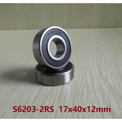 10pcs/lot ABEC-5 S6203RS S6203-2RS S6203 2RS 17*40*12mm Stainless Steel ball bearing Deep Groove Ball bearing 17x40x12mm 6203