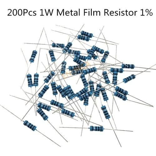 200pcs 1W 1R~1M 10R 12R 15R 18R 20R 22R 24R 27R 30R 33R 36R 39R 43R 47R 51R 56R 62R 68R 82R 100R 120R Metal Film Resistor 1