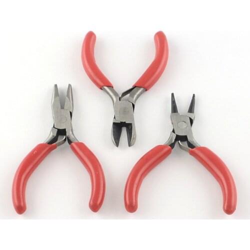 3pcs/set 45# Steel Jewelry Tool Sets Round Nose Plier Side Cutting Plier and Long Nose Plier 22.5x8x1.5cm